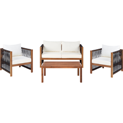 ANTRIA - Loungeset 4-zits - Lichthout/Zwart - Acaciahout