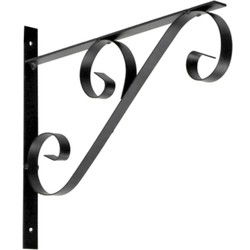 Muurhaak/plantenhaak voor bloempotten/plantenpotten - zwart - metaal - 30 x 2 x 25 cm - Plantenbakhaken