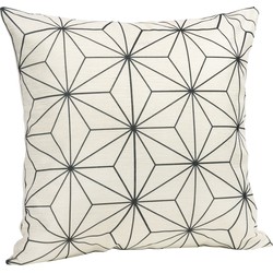 QUVIO Sierkussen gevuld met ster patroon - 45 x 45 cm - Zwart / Beige