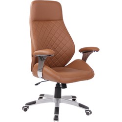 Bureaustoel - Ergonomische bureaustoel - Design - In hoogte verstelbaar - Kunstleer - Lichtbruin - 61x49x126 cm