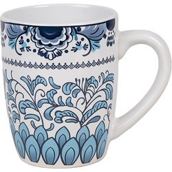 Clayre & Eef Mok 300 ml Wit Blauw Keramiek
