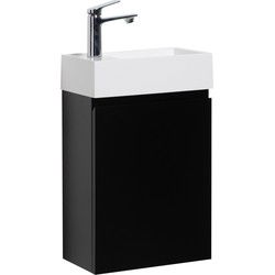 Badplaats Toiletmeubel Angela 40 x 22 cm - Mat Zwart - Fonteinmeubel met Wastafel