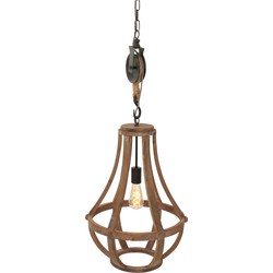Klassieke Hanglamp - Anne Light & Home - Metaal - Klassiek - E27 - L: 40cm - Voor Binnen - Woonkamer - Eetkamer - Bruin
