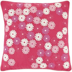 Dutch Decor MERODE - Sierkussen geborduurd 45x45 cm -  fuchsia - roze - wit - paars - bloemen - Dutch Decor