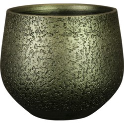 Ter Steege Plantenpot - keramiek - metallic donkergroen - D23/H20 cm - Plantenpotten