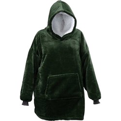 Oversized fleece hoodie donkergroen - Unique Living