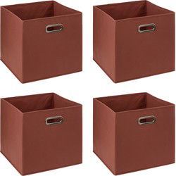 5Five Opbergmand/kastmandje - 4x - Steenrood - 31 x 31 x 31 cm - 29L - Opbergmanden