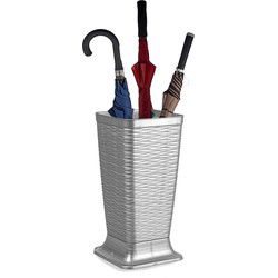 Plasticforte Paraplubak/parapluhouder Waves - zilvergrijs - glad kunststof - D26 x H52 cm - hoge voet - Paraplubakken