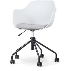 Nout-Liz bureaustoel wit met lichtgrijs zitkussen - zwart onderstel