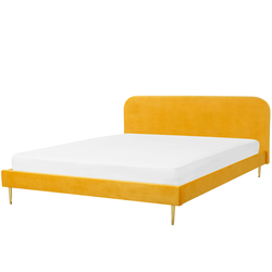 FLAYAT  - Tweepersoonsbed - Geel - 180 x 200 cm - Fluweel