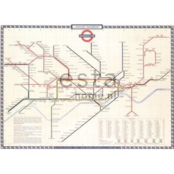 ESTAhome fotobehang London transport map beige, rood en blauw - 2,79 x 2,79 m - 158209