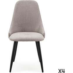 Set van 4 stoelen in stof met zwarte metalen poten L50 cm - MANI