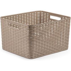 Plasticforte Opbergmand - Kastmand - rotan kunststof - taupe - 28 Liter - 34 x 40 x 23 cm - Opbergmanden