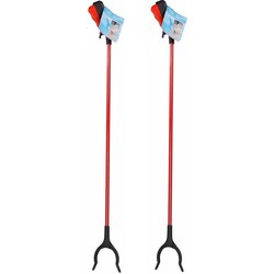 Vuilnis en afval grijper - 2x stuks - grijpstok - rood - 83 cm - Afvalgrijpers