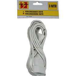 Witte verlengsnoeren/verlengkabels voor platte stekkers 2x0.75mm2 tot 2300w 3 meter - Verlengsnoeren