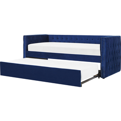 GASSIN - Onderschuifbed - Marineblauw - 90 x 200 cm - Fluweel