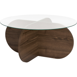 Salontafel met gekruiste poten en blad van gehard glas Ø75 cm - AERIS