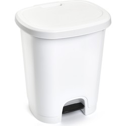 Kunststof afvalemmers/vuilnisemmers wit 18 liter met pedaal - Pedaalemmers