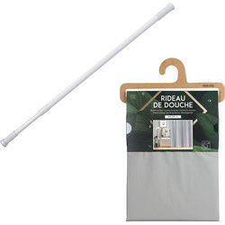 Douchegordijn met ringen - grijs - pvc - 180 x 200 cm - incl ophangstang uitschuifbaar 70-120 cm - Douchegordijnen
