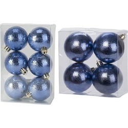Kerstversiering set circel-motief kerstballen donkerblauw 6 - 8 cm - pakket van 20x stuks - Kerstbal