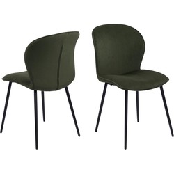 Eetkamerstoel - Groen - Stof - Zithoogte 46,5cm - Grenda - Set van 2
