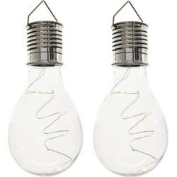 Lumineo solar hanglamp bol/peertje - 2x - transparant - 14 cm - Buitenverlichting