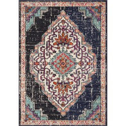 Safavieh Boho Chic Indoor Woven Area Rug, Monaco Collection, MNC254, in Black & Blue, 155 X 231 cm