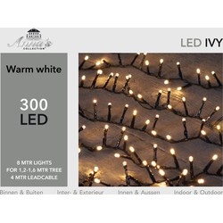 2 stuks - Led ivy 300l/8m warmwit 4m aanloopsnoer zwart/ip44 Anna's collection