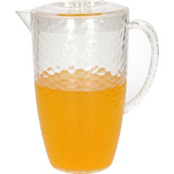 Schenkkan karaf met deksel - kunststof - 2 liter inhoud - transparant - schenktuit - Schenkkannen