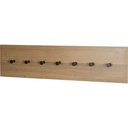 Wand Kapstok | Warm Eiken | Zwart staal | 80x20x5cm