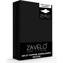 Zavelo Splittopper Hoeslaken Satijn Zwart-Lits-jumeaux (160x200 cm)