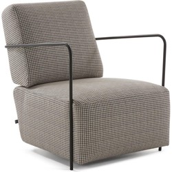 Kave Home - Gamer Fauteuil pied-de-poule-stof en metaal met zwarte afwerking