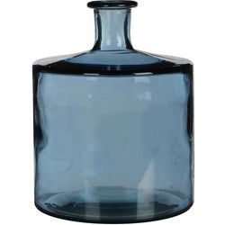 Mica Decorations Guan Vaas Fles - H28 x Ø21 cm - Glas - Blauw