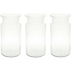 3x Flesvormige bloemenvazen glas 30 cm - Vazen