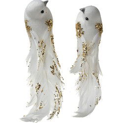 Clayre & Eef Decoratie Vogels Wit Kunststof