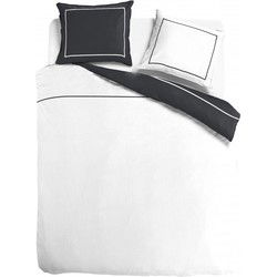 Luxe dekbedovertrek doubleface - Egyptisch percal katoen - 140x200/220 - antraciet/wit