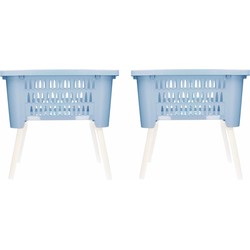 2x stuks staande wasmand/wasgoed draagmanden grijsblauw 38 liter 60 x 40 x 29 cm huishouden - Wasmanden