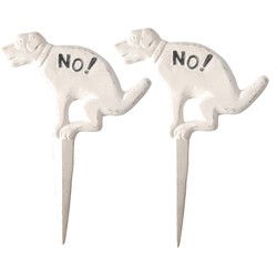 Esschert Design tuinbordje - 2x - ijzer - niet poepen - honden - Tuinbeelden