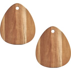 2x Druppelvormige houten snij/serveerplanken 30 en 40 cm - Snijplanken