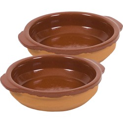 2x Terracotta tapas bakjes/schaaltjes 17 cm - Snack en tapasschalen