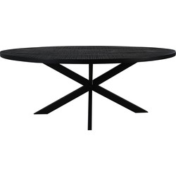 Ovale eettafel Melbourne - 160x90x76 - zwart - mangohout/ijzer