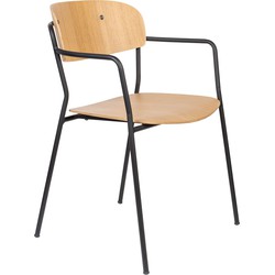 Housecraft Living Jolien Eetkamerstoelen armleuning Zwart/Wood - Set van 2