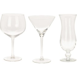 Geslaagd cadeau - cocktailgazen set - 12x stuks - 3 verschillende soorten - Cocktailglazen