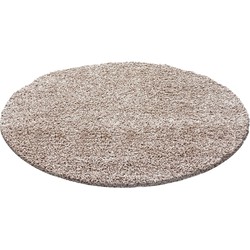 Tapijtenloods Basic Rond Shaggy vloerkleed Beige Hoogpolig- 200 CM ROND