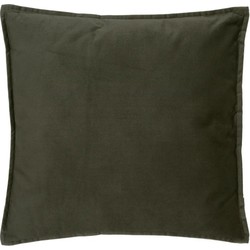 Atmosphera Bank/sierkussens huiskamer Sophia - 45 x 45 cm - olijfgroen - polyester - met rits - Sierkussens