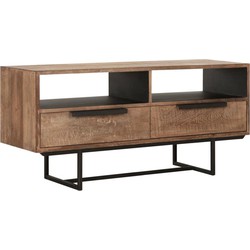 DTP Home TV stand Odeon No.1, 2 drawers, 2 open racks,58x125x40 cm, recycled teakwood