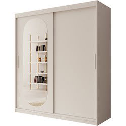 Meubella - Kledingkast Bodhi - Wit - 180 cm - Met spiegel