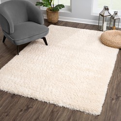 Tapijtenloods Porto Soft Fluffy Vloerkleed Hoogpolig Effen Creme- 200X290 CM