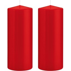 2x Kaarsen rood 8 x 20 cm 119 branduren sfeerkaarsen - Stompkaarsen