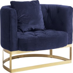 Nordal fauteuil blauw velvet met gouden frame 